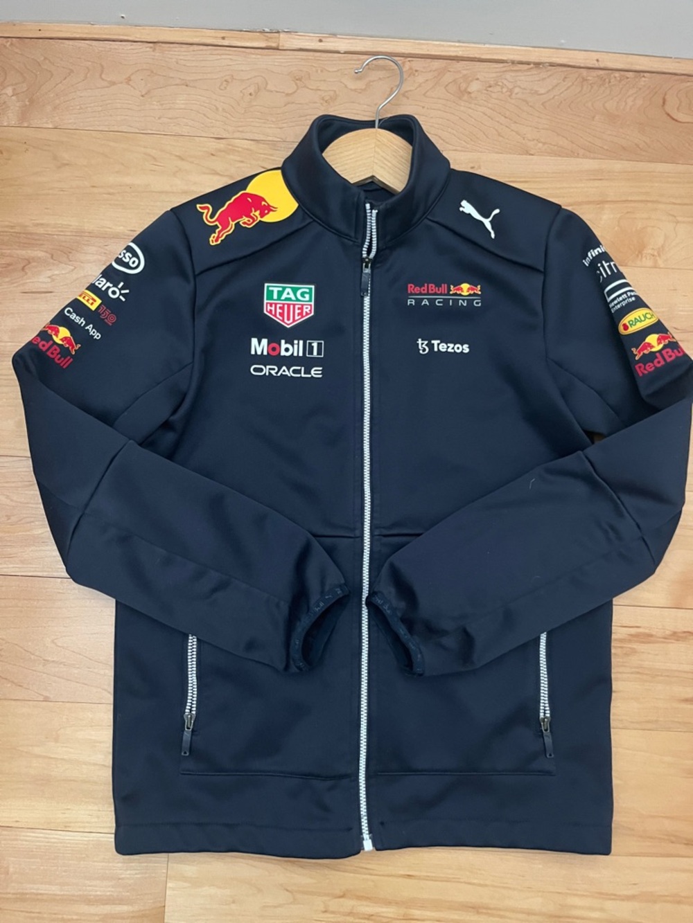 Puma Black Red Bull Racing Lightweight Team Jacket boys size 10